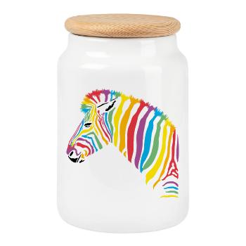rainbow zebra - Keksdose mit Holzdeckel - Weiß - Vorne