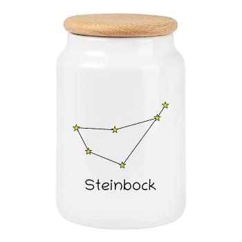 Sternzeichen Steinbock - Keksdose mit Holzdeckel - Weiß - Vorne