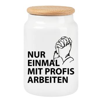 nur einmal mit profis arbeiten - Keksdose mit Holzdeckel - Weiß - Vorne