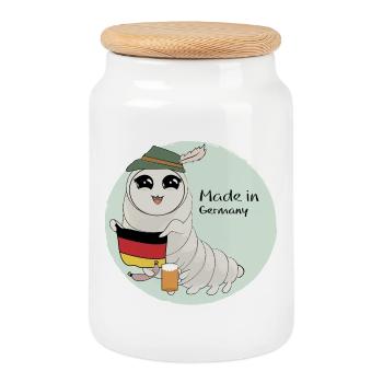 Fabriqué en Allemagne - Boîte à biscuits avec couvercle en bois - blanc - Devant