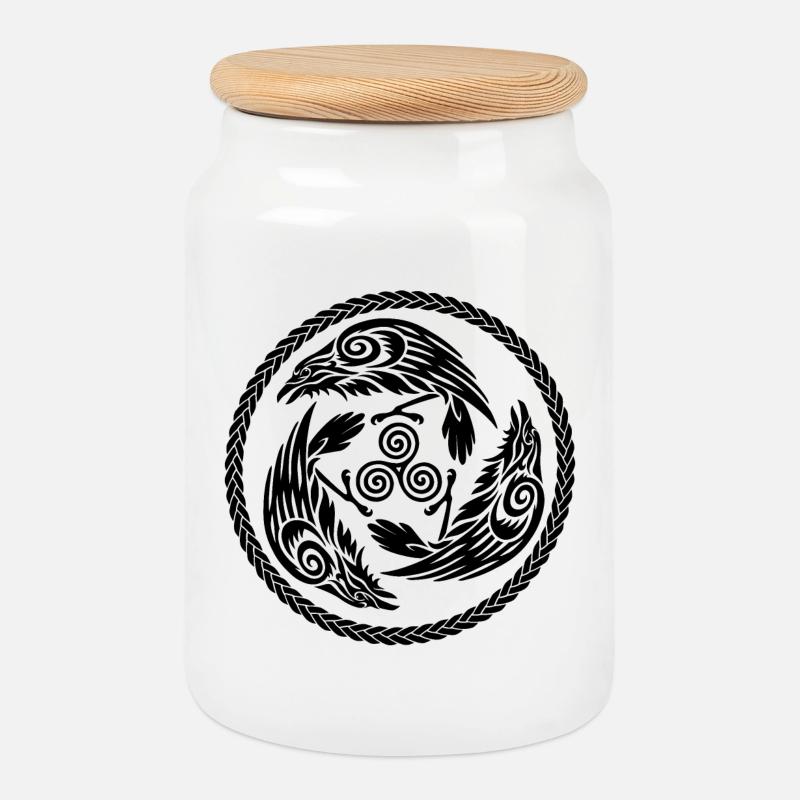 Morrigan - Keksdose mit Holzdeckel - Weiß