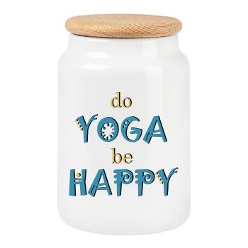 Yoga - Keksdose mit Holzdeckel - Weiß - Vorne