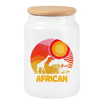 AFRICAN - Keksdose mit Holzdeckel - Weiß - Vorne