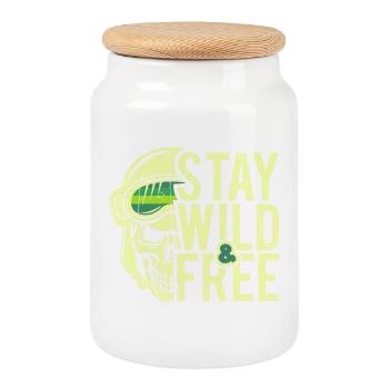 Stay Wild and Free - Design - Cookie Jar with Wooden Lid - white - Front