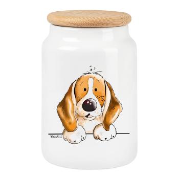 Mignon Beagle - Boîte à biscuits avec couvercle en bois - blanc - Devant