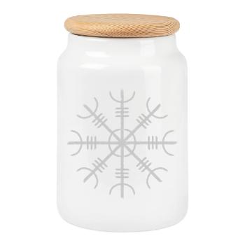Helm of awe viking symbol - Cookie Jar with Wooden Lid - white - Front