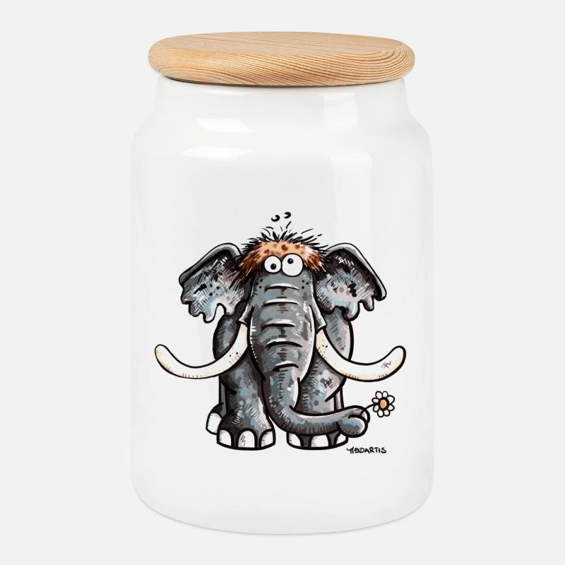 Der Elefant - Keksdose mit Holzdeckel - Weiß
