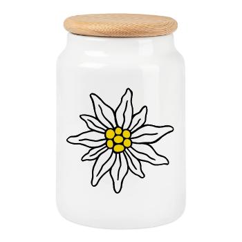 Edelweiss I - Keksdose mit Holzdeckel - Weiß - Vorne