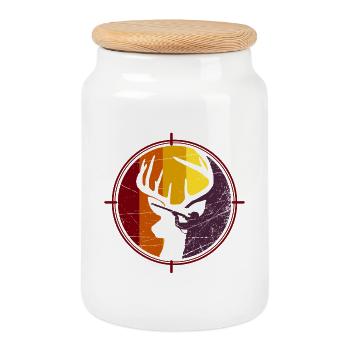 Chasseur - Chasse - Cerf - Boîte à biscuits avec couvercle en bois - blanc - Devant