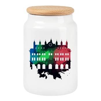 Rostock Town Hall - Rostock - Cookie Jar with Wooden Lid - white - Front