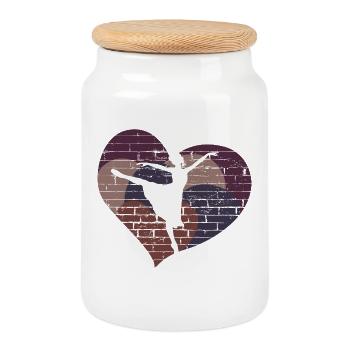 Dancing Dancer - Design - Cookie Jar with Wooden Lid - white - Front