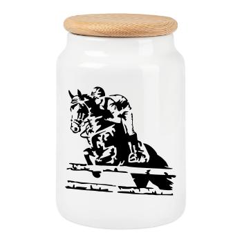 course - Boîte à biscuits avec couvercle en bois - blanc - Devant