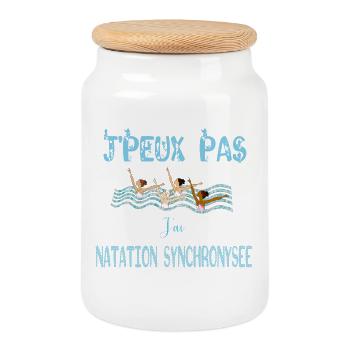 j'peux pas j'ai natation synchronisee - Boîte à biscuits avec couvercle en bois - blanc - Devant
