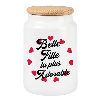 Belle Fille - Mariage - Mariée - Famille - Noël - Cookie Jar with Wooden Lid - white - Front