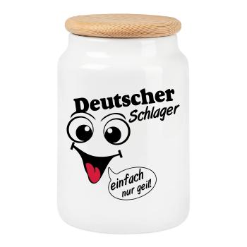 Schlager Party , Schlager Musik , einfach nur geil - Keksdose mit Holzdeckel - Weiß - Vorne