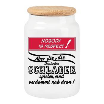 Schlager Party , Schlager Musik , Nobody is perfec - Keksdose mit Holzdeckel - Weiß - Vorne