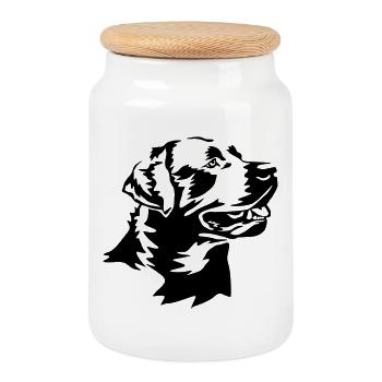 Labrador head - Cookie Jar with Wooden Lid - white - Front