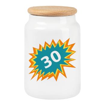 30 coloré, 30e GB, célébrer 30, cadeau 30 - Boîte à biscuits avec couvercle en bois - blanc - Devant