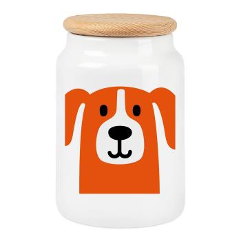 Chien mignon - Boîte à biscuits avec couvercle en bois - blanc - Devant