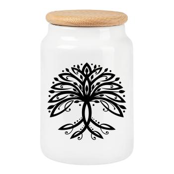 Arbre de vie Yggdrasil Frêne mondial - Boîte à biscuits avec couvercle en bois - blanc - Devant