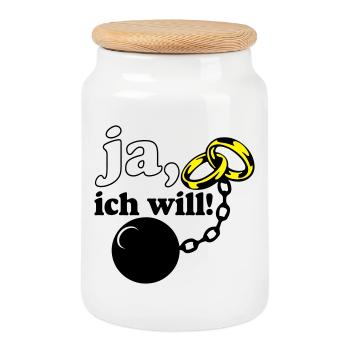 Junggesellenabschied , JGA ja ich will (25) - Keksdose mit Holzdeckel - Weiß - Vorne