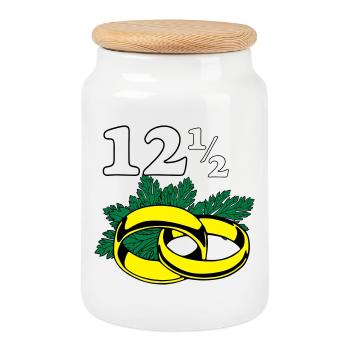Parsley Wedding , 12,5 Years Wedding Anniversary (25) - Cookie Jar with Wooden Lid - white - Front