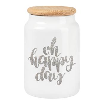 Glittering lettering for holidays - Cookie Jar with Wooden Lid - white - Front