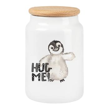 Hug Me Pinguin - Keksdose mit Holzdeckel - Weiß - Vorne