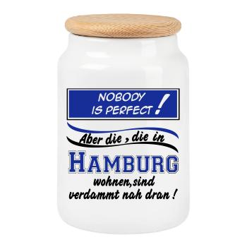 Hamburg , Tradition , Fußball Fan , Nobody (25) - Keksdose mit Holzdeckel - Weiß - Vorne