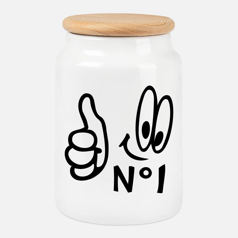 Number One, Comic - Keksdose mit Holzdeckel - Weiß