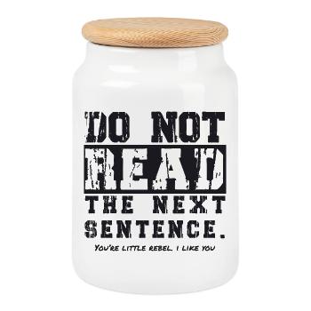 Do not read the next sentence - Keksdose mit Holzdeckel - Weiß - Vorne