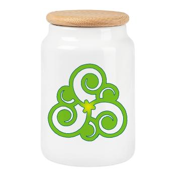 Fleur celte et nature - Boîte à biscuits avec couvercle en bois - blanc - Devant