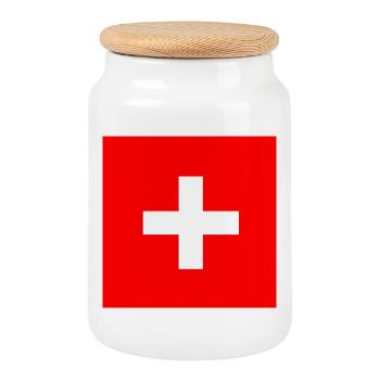 Cadeau du drapeau suisse suisse - Boîte à biscuits avec couvercle en bois - blanc - Devant