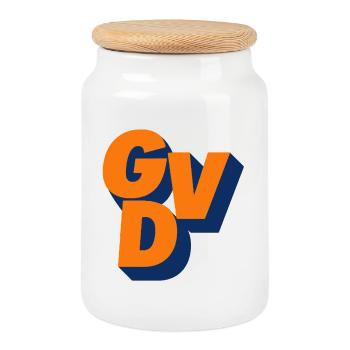 GVD, Political party, Curse, Politics # - Cookie Jar with Wooden Lid - white - Front