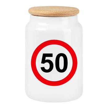 For everyone who sees Abraham/Sarah at 50 years old # - Cookie Jar with Wooden Lid - white - Front