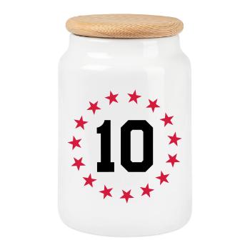 Number 10 - Cookie Jar with Wooden Lid - white - Front