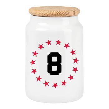 Figure 8 - Cookie Jar with Wooden Lid - white - Front