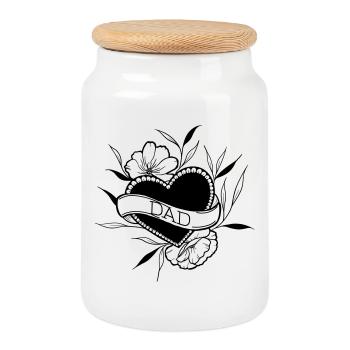 Dad - Cookie Jar with Wooden Lid - white - Front