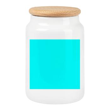 turquoise background texture template personalize - Cookie Jar with Wooden Lid - white - Front