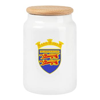 LION NORMANDIE - Boîte à biscuits avec couvercle en bois - blanc - Devant