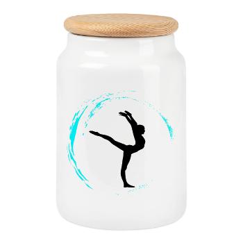 Rhythmic gymnastics - Cookie Jar with Wooden Lid - white - Front
