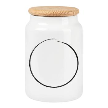 open black circle | Dirty edge - Cookie Jar with Wooden Lid - white - Front