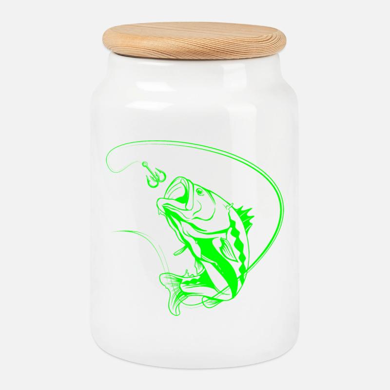 Leuchtender Angelfisch im Neon-Stil - Keksdose mit Holzdeckel - Weiß
