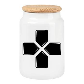 gaming gamer games play games icon logo icon - Cookie Jar with Wooden Lid - white - Front