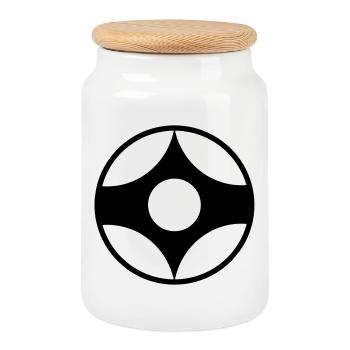 Kyokushin kanku karate vector symbol - Cookie Jar with Wooden Lid - white - Front