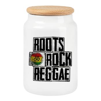 Roots Rock Reggae Design - Cookie Jar with Wooden Lid - white - Front