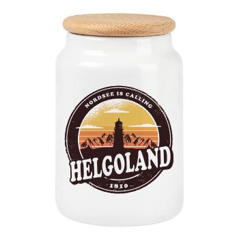 Helgoland Sunset Design / Geschenkidee - Keksdose mit Holzdeckel - Weiß - Vorne