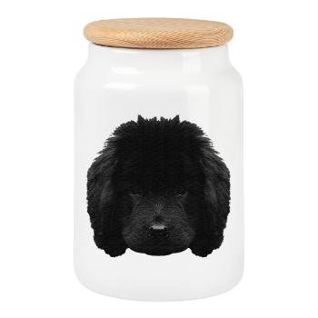 cute puppy, newfoundland puppy, dog breeds - Cookie Jar with Wooden Lid - white - Front