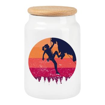 Climbing climbing climber woman gift - Cookie Jar with Wooden Lid - white - Front