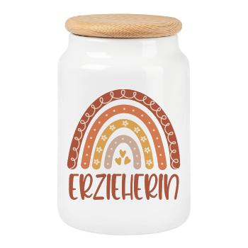 Institutrice de maternelle Regenbogen - Boîte à biscuits avec couvercle en bois - blanc - Devant